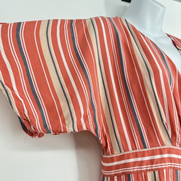 Lulus Vacation Bae Rusty Rose Striped Short Sleeve Jumpsuit Size Large - Picture 3 of 8